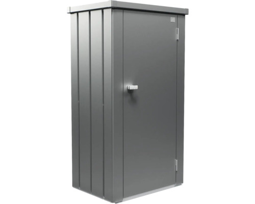 Terrassenschrank Biohort Julia Gr. M inkl. Gasdruckfeder, Regalboden 78 x 57 x 140 cm quarzgrau Metall Gartenschrank mit Tür und Griff
