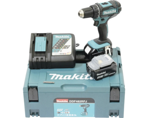 Makita Akku-Bohrschrauber Set mit Ladegerät, zwei Akkus und Transportkoffer