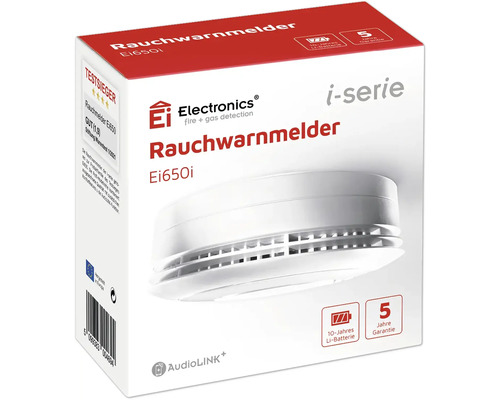 Ei Electronics Rauchwarnmelder Ei650i mit 10-Jahres-Lithium-Batterie und 5 Jahren Garantie in der Verpackung