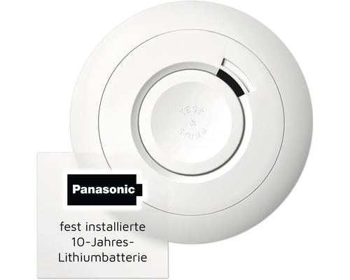 Panasonic Logo Rauchmelder mit fest installierter 10-Jahres-Lithiumbatterie