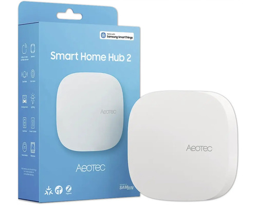 Aeotec Smart Home Hub 2, weißes quadratisches Smart Home Steuergerät, abgerundete Ecken, inklusive Verpackung, kompatibel mit Samsung SmartThings.