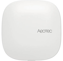Quadratische Aeotec Smart Home Hub Zentrale aus Kunststoff mit abgerundeten Ecken und Aeotec Logo.