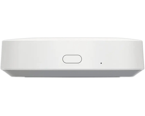Weiße Smart Home Zentrale mit ovaler Taste und kleiner Statusanzeige