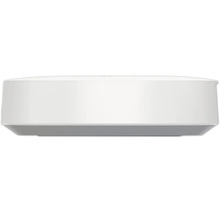 Seitenansicht eines flachen, rechteckigen Smart Home Gateways mit abgerundeten Ecken und grauem Sockel.