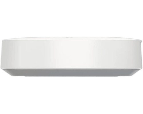 Seitenansicht eines flachen, rechteckigen Smart Home Gateways mit abgerundeten Ecken und grauem Sockel.
