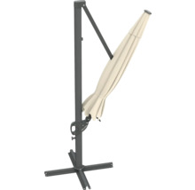 Freiarmschirm mit beigem Schirmtuch und grauem Metallgestell