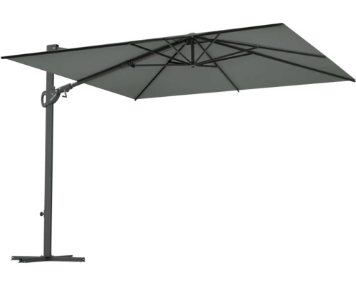 Ampelschirm SOLUNA Orléans 300 x 300 cm dunkelgrau mit UV-Schutz 80, wasserabweisende Polyesterbespannung, leichte Aufspannung per Kurbel, Dreh- Neig- und Schwenkfunktion Freiarm-Sonnenschirm mit rechteckigem Schirm und stabilem Fuß