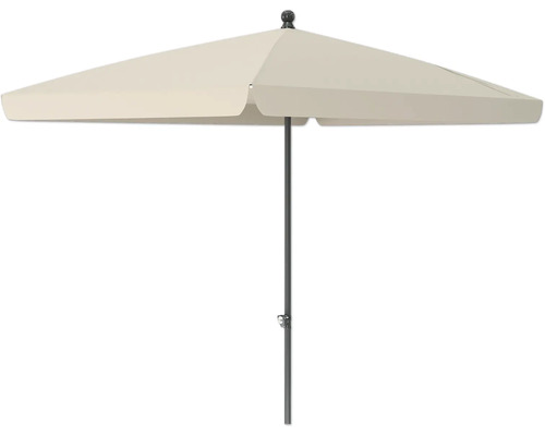 Mittelstockschirm SOLUNA Cannes Push Up 140 x 210 cm ecru mit UV-Schutz 80, wasserabweisende Polyesterbespannung Gartenschirm mit geradem Mast
