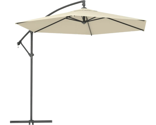 Ampelschirm SOLUNA Lyon Ø 300 cm ecru mit UV-Schutz 80, wasserabweisende Polyesterbespannung, leichte Aufspannung per Kurbel,Dreh und Neigfunktion 12 kg Freiarm-Sonnenschirm für den Garten oder die Terrasse