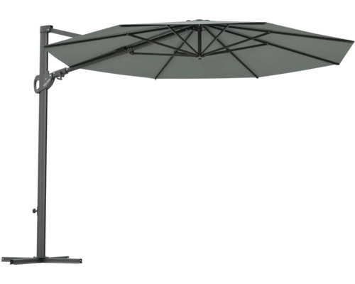 Ampelschirm SOLUNA Orléans Ø 300 cm dunkelgrau mit UV-Schutz 80, wasserabweisende Polyesterbespannung, leichte Aufspannung per Kurbel, Dreh- Neig- und Schwenkfunktion Freiarm-Sonnenschirm mit Metallgestell