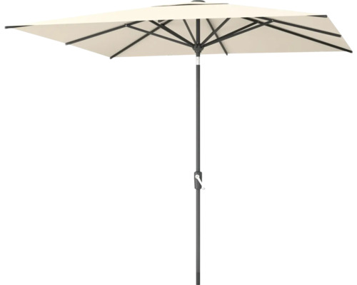 Marktschirm SOLUNA Sarry 250 x 250 cm ecru mit UV-Schutz 80, wasserabweisende Polyesterbespannung, leichte Aufspannung per Kurbel Rechteckiger Sonnenschirm mit Kurbelmechanismus