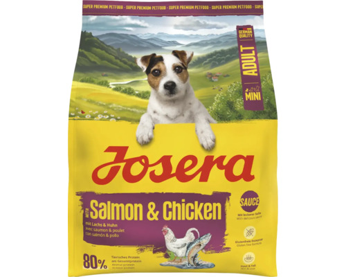 Josera Adult Mini Hundefutter mit Lachs und Huhn in der Verpackung