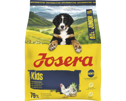 Hundefutter trocken Josera M/M Junior Kids 900 g, Huhn und Reis, Welpenfutter Josera Kids Hundetrockenfutter mit Huhn und Reis für Junghunde