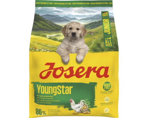 Hundefutter trocken Josera A/S Junior YoungStar 900 g Huhn und Kartoffel, Welpenfutter Josera YoungStar Hundefutter für Junghunde aller Größen mit Huhn und Kartoffel