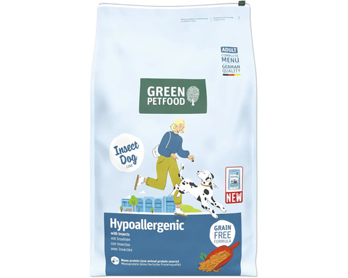 Hundefutter trocken GREEN PETFOOD InsectDog Hypoallergenic 10 kg hypoallergenes Futter mit Insekten für Hunde mit Futtermittelunverträglichkeiten oder Allergien Green Petfood Hundetrockenfutter mit Insekten, hypoallergen, getreidefreie Rezeptur für ausgewachsene Hunde