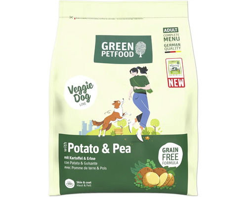 Hundefutter trocken GREEN PETFOOD with Potato & Pea 900 g mit Kartoffeln und Erbsen, getreidefrei, vegetarisch Green Petfood Veggie Dog Trockenfutter mit Kartoffel und Erbse