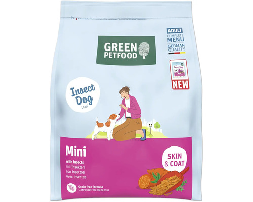 Hundefutter trocken GREEN PETFOOD Mini with Insects 900 g mit Insekten Green Petfood Insect Dog Mini Trockenfutter für ausgewachsene Hunde mit Insekten