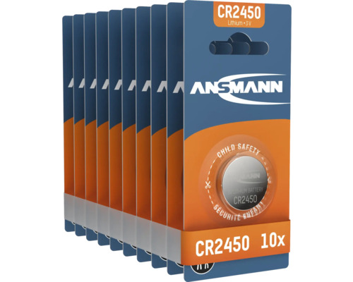 Packung mit zehn Ansmann CR2450 Lithium Knopfzellenbatterien