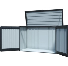 Geöffnete Gerätebox aus Metall für den Aussenbereich