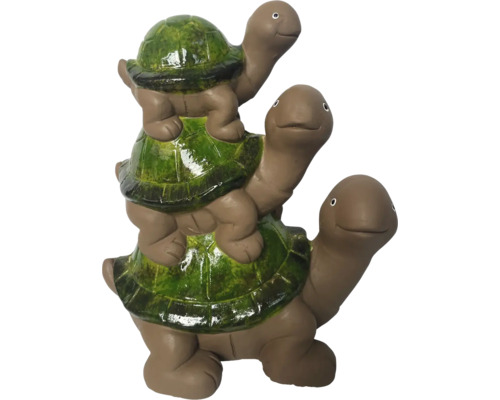 Dekorative Gartenfigur: Drei übereinander gestapelte Schildkröten