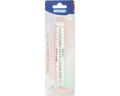 Packung mit zwei Gelstiften, Korrektur-Gelschreiber mit Katzenmotiv von Stylex