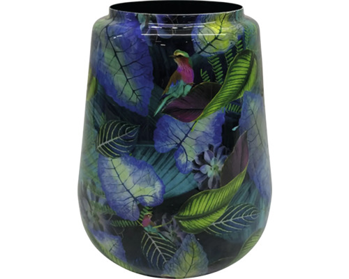 Dekorative Blumenvase mit Vogel- und Pflanzenmuster