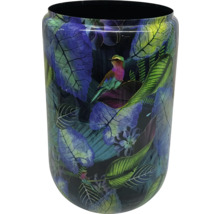 Blumentopf mit Vogel- und Blätterdekor