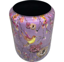 Dekorative Mülltonne mit Blumen- und Vogelmuster