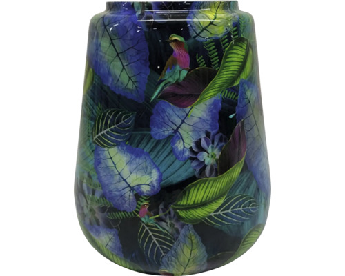 Dekorative Blumenvase mit Vogel- und Blätterdesign