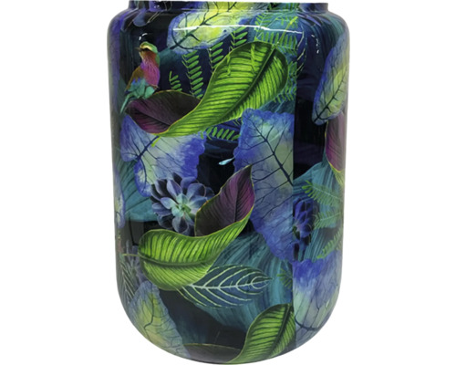 Blumenvase mit Vogel- und Pflanzenmuster
