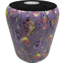 Dekorativer Hocker mit Blumenmuster und gepolsterter Sitzfläche