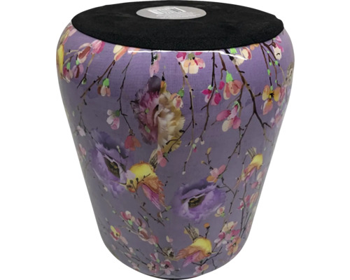 Dekorativer Hocker mit Blumenmuster und gepolsterter Sitzfläche