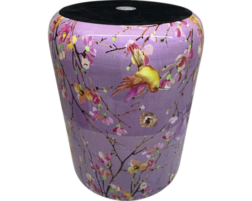 Dekorativer Hocker mit Vogel- und Blumenmuster für den Innenbereich