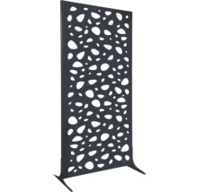 Dekorative Sichtschutzwand aus Metall mit ausgestanzten Steinformen