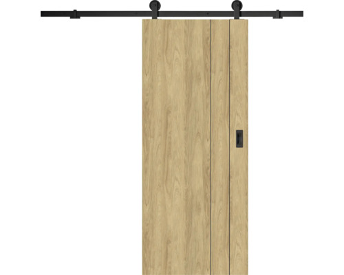 Pertura Schiebetürblatt ORVEN 02 Hikora Eiche 985x1985 mm Links/Rechts inkl. Griff schwarz Schiebetür aus Holz mit Schiebetürbeschlag