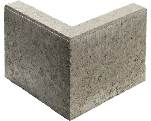 Beton Rasenbordstein-Ecke 90° grau einseitg gefast 25 cm x 5 cm x 20 cm Betonwinkelstein für den Garten- und Landschaftsbau