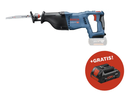 Akku-Säbelsäge Bosch Professional GSA 18 V-LI + GRATIS Zugabeartikel Akkupack Bosch Professional ProCORE18V 4.0Ah Bosch Säbelsäge mit Akku und zusätzlichem Akku im Aktionsangebot