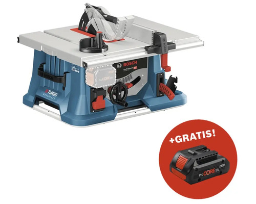 Akku-Tischkreissäge Bosch Professional GTS 18V-216 BITURBO + GRATIS Zugabeartikel Akkupack Bosch Professional ProCORE18V 4.0Ah Bosch Tischkreissäge mit Gratis-Akku