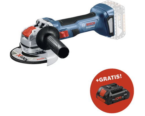 Akku-Winkelschleifer mit X-LOCK Bosch Professional GWX 18V-7 + GRATIS Zugabeartikel Akkupack Bosch Professional ProCORE18V 4.0Ah Bosch Professional Akku-Winkelschleifer mit Zusatzakku