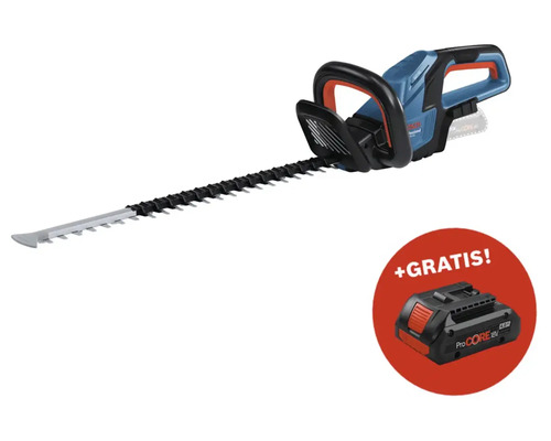 Akku-Heckenschere Bosch Professional GHE 18V-60 + GRATIS Zugabeartikel Akkupack Bosch Professional ProCORE18V 4.0Ah Bosch Akku Heckenschere mit zusätzlichem Akku