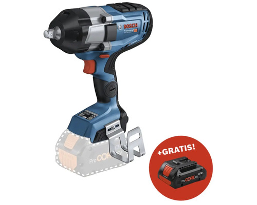 Akku-Drehschlagschrauber Bosch Professional GDS 18V-1000 + GRATIS Zugabeartikel Akkupack Bosch Professional ProCORE18V 4.0Ah Bosch Akku-Schlagschrauber mit zusätzlichem Akku