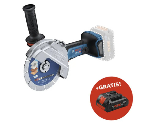 Akku-Winkelschleifer Bosch Professional GWS 18V-180 P + GRATIS Zugabeartikel Akkupack Bosch Professional ProCORE18V 4.0Ah Bosch Mauernutfräse mit Zusatzakku