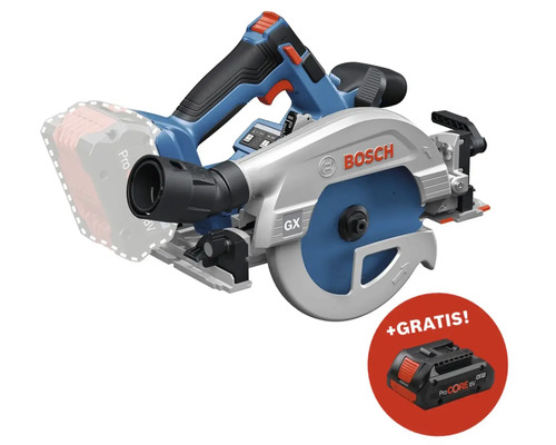 Akku-Handkreissäge Bosch Professional GKS 18V-57-2 GX + GRATIS Zugabeartikel Akkupack Bosch Professional ProCORE18V 4.0Ah Akku-Handkreissäge mit Zusatzakku