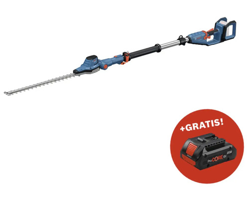 Akku-Hochheckenschere Bosch Professional GHE 18V-50 TP + GRATIS Zugabeartikel Akkupack Bosch Professional ProCORE18V 4.0Ah Akku-Hochentaster mit Gratis-Akku