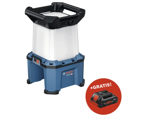 Akku-Bauleuchte Bosch Professional GLA 18VH-7500 + GRATIS Zugabeartikel Akkupack Bosch Professional ProCORE18V 4.0Ah Bosch Akku Baustrahler mit Akku gratis