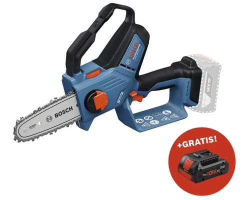 Akku Gehölzschneider Minikettensäge Astsäge Bosch Professional GKE 18V-15 + GRATIS Zugabeartikel Akkupack Bosch Professional ProCORE18V 4.0Ah Bosch Akku-Kettensäge mit Gratis-Akku
