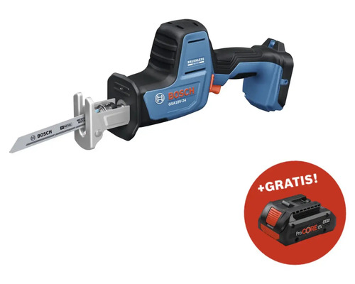 Akku-Säbelsäge Bosch Professional GSA 18 V-24 + GRATIS Zugabeartikel Akkupack Bosch Professional ProCORE18V 4.0Ah Bosch GSA 18V-24 Akku-Säbelsäge mit zusätzlichem Akku