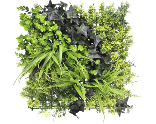 Künstliche Pflanzenwand Monet 38 x 38 cm Künstliches Pflanzenpaneel mit verschiedenen grünen Pflanzenarten.