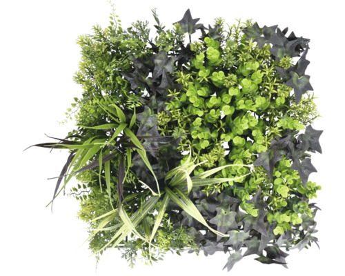 Künstliche Pflanzenwand Monet fly 38 x 38 cm Quadratisches Paneel mit verschiedenen künstlichen Grünpflanzen