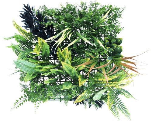 Künstliche Pflanzenwand Aurora 38 x 38 cm Künstliche Pflanzenwand mit verschiedenen Grüntönen und Blatttexturen.